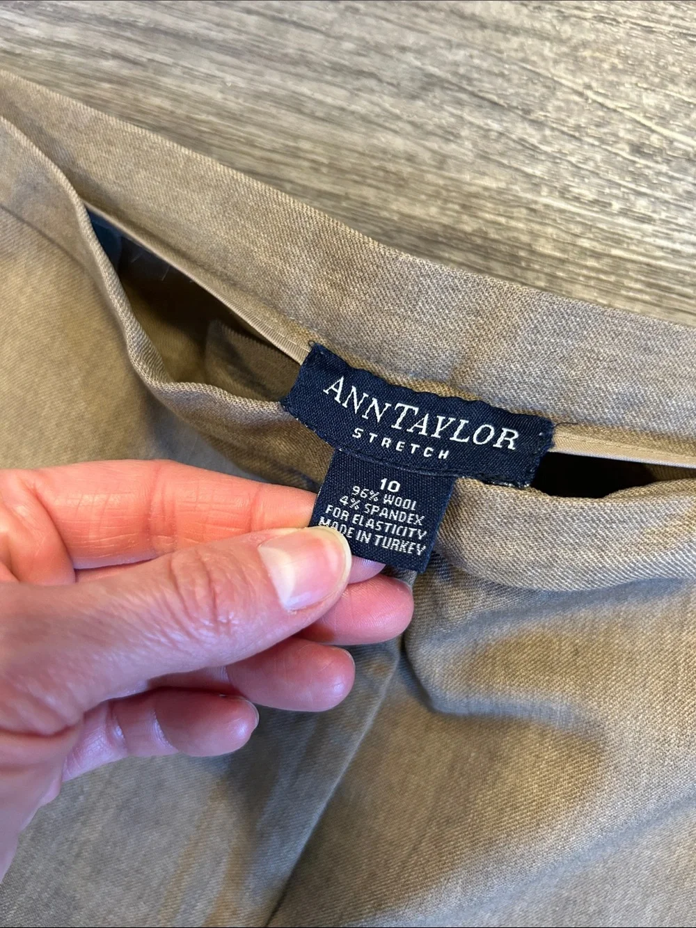 Ann Taylor Stretch Wool Blend Tan Beige Straight Leg Dress Pants Size 10 - Picture 3 of 9